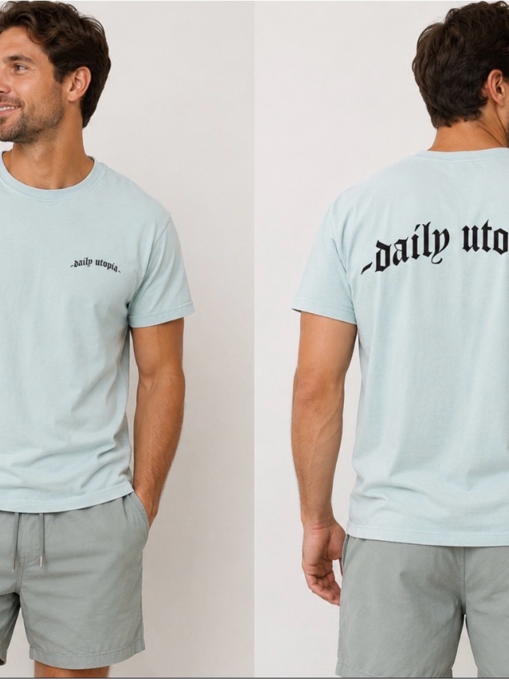 Mens Light Blue Graphic Tee Daily Utopia H&M graphic T-shirt SZ SM